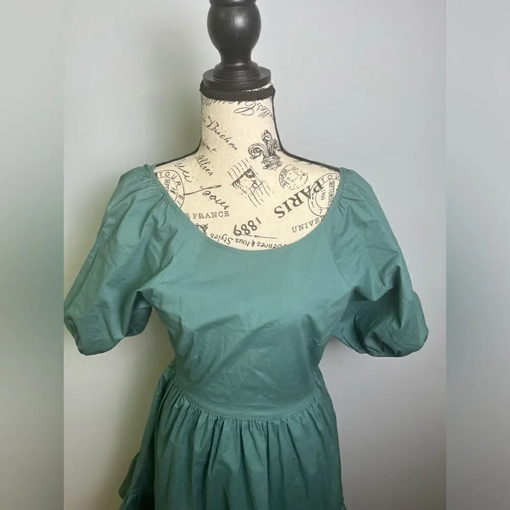 Peter Som Collective Green Puff Sleeve Dress Size 0